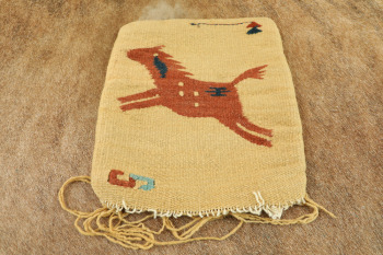 Vintage Southwest Chimayo Style Horse Embroidered 11" x 10" Satchel Pouch