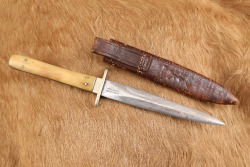 Antique US Civil War Era Alexander Sheffield English Made "NY" Bone Handle Dirk & Sheath - 2