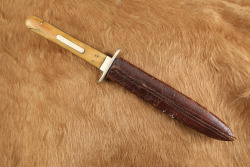 Antique US Civil War Era Alexander Sheffield English Made "NY" Bone Handle Dirk & Sheath - 9