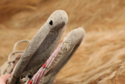 Antique 20th Century Plains Indians Beaded Deerskin & Canvas Moccasins - 7