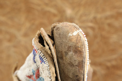 Antique 19th Century Plains Indians Sinew Laced & "Seed" Beaded Deerskin Moccasins - 9