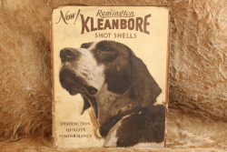 1930s Remington KLEANBORE SHOT SHELLS Hunting Dog Die-Cut Advertising Poster, 27.25 x 23&rdquo;