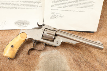 Smith & Wesson Number 3 .44 Russian Third Model Single Action Revolver & Letter, MFD 1877 Antique
