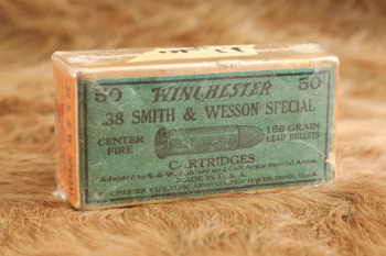 41x Rounds of Winchester .38 S&W Special Ammo in 1920s-1930s Green Label Box