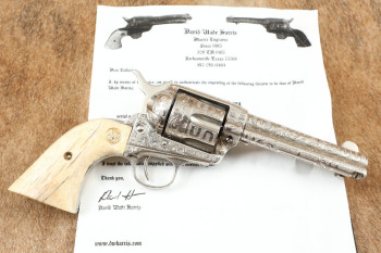 David W. Harris Cattle Brand Engraved 1st Gen Colt Single Action Army SAA .45 Revolver, MFD 1905 C&R