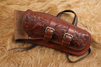 Vintage 1950s H.H. Heiser #754 Colt 5.5" SAA Revolver Tooled Leather "Buscadero" Holster