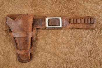 Antique Early 1900s Merwin & Bray Colt 4.75" SAA Revolver Leather Pistol Holster, .38 Money Belt Rig