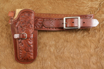 Vintage 1940s H.H. Heiser #758 Colt 5.5" SAA Tooled Leather "Buscadero" Holster & Gun Belt Rig