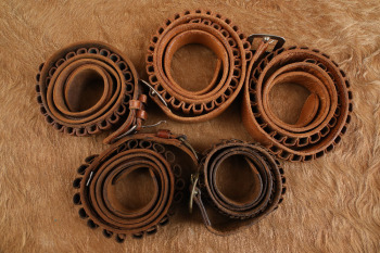 Lot of 5 Vintage 1940s Colt SAA Gun Belts, 3x S.D. Myres El Paso, TX., 2x H.H. Heiser Denver, Colo.