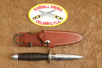 Randall Model #2 "Fighting Stiletto" Fixed Blade Dagger Knife W/ Leather Sheath, Patch