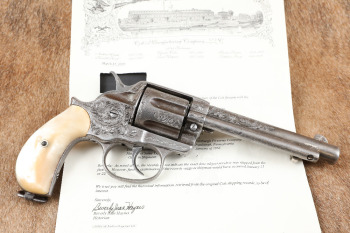 Factory Engraved Colt Model 1878 Frontier 5 1/2" Nickel & Pearl .44-40 Revolver, 1885 Antique