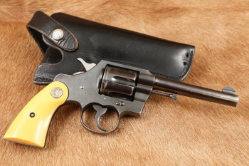Colt Official Police .38 Special 5" Double Action Revolver & Holster, MFD 1940 C&R