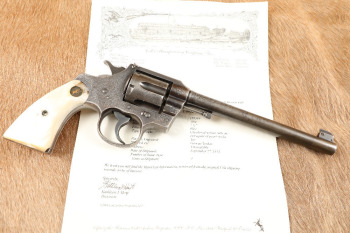 Factory Engraved & Pearl Colt Officer&rsquo;s Model Target .38 Cal 7 1/2" DA Revolver, 1913 C&R