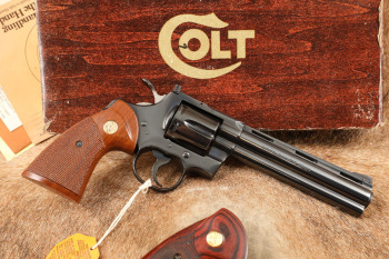Colt Python Model I3660 Blue 6" .357 Magnum Double Action Revolver & Box, MFD 1975