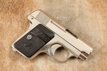 Colt Model 1908 Vest Pocket Hammerless 2" Nickel .25 ACP Semi-Auto Pistol, MFD 1923 C&R