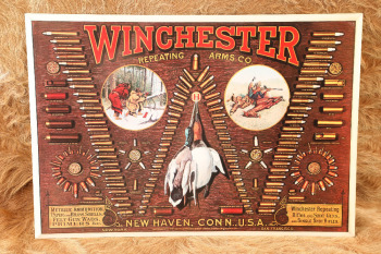 Vintage 1974 Winchester Reproduction Model 1890 Style &ldquo;Bullet Board&rdquo; Metal Advertising Sign
