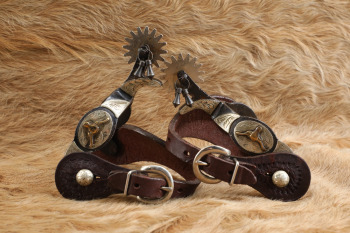Vintage 1960s Western Costume Co. "WC CO" Marked Cowboy Movie TV Show Film Prop Silver Mounted Spurs