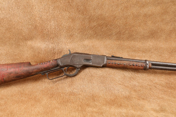 Winchester Model 1873 Indian Tacked Saddle Ring Carbine .44-40 Lever Action Rifle, 1884 Antique