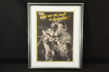 US WWII Home Front "Give 'em the stuff to fight with..." Framed Original Propaganda Poster