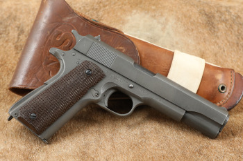 WWII Ithaca Gun US M1911A1 5" .45 ACP Semi-Auto Pistol & M1916 Holster, MFD 1943 C&R