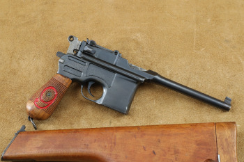 WWI Mauser C96 C-96 Broomhandle Red Nine 9mm Military Semi-Auto Pistol, MFD 1916-1917 C&R