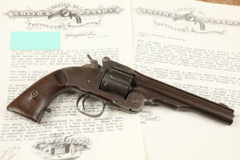 US Smith & Wesson No. 3 2nd Model .45 Schofield Single Action Revolver & Letter, 1876 Antique
