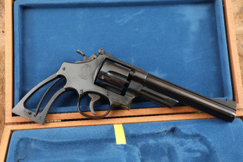 Cased Smith & Wesson S&W Model 25-2 1955 Target Heavy Barrel 6 1/2" .45 ACP Revolver, 1979-80