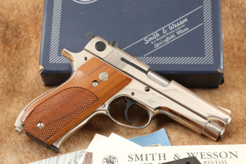 Smith & Wesson S&W Model 39-2 Alloy Frame Nickel 4" 9mm Semi-Auto Pistol & Box, MFD 1981