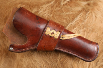 Vintage 1940s H.H. Heiser #426 H&R 922 6" Revolver Laced Leather Pistol Holster