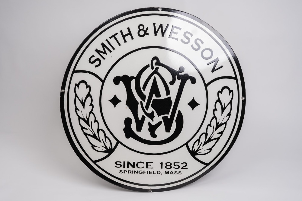 30 Smith & Wesson Logo Since 1852 Porcelain Advertising Sign