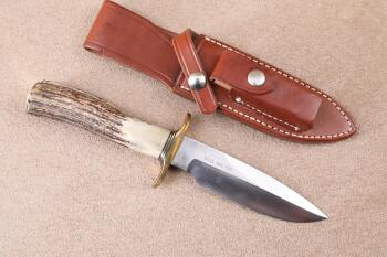Vintage 1991 Randall Knife Society Limited Edition Stag Handle RKSA1 "Special Fighter" Knife, Sheath