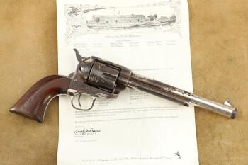 1st Generation Colt Single Action Army SAA Nickel 7 1/2" .45 Revolver and Letter, 1881 Antique