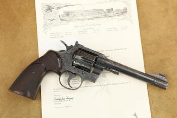 Custom Engraved Colt Officers Model Match 6" .22 LR Double Action Target Revolver, 1960 C&R