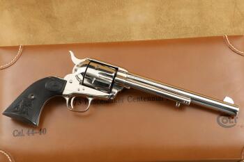 Cased Colt Peacemaker Centennial Nickel Frontier Six Shooter SAA .44-40 Revolver, 1973 C&R