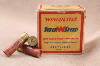 Full Correct Box, 25 Rounds of Vintage 1940s Winchester Super Speed 16 Gauge 2 9/16" Shotgun Shells
