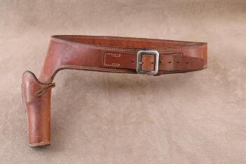 Vintage 1960s Arvo Ojala Hollywood Colt 4.75" SAA Brown Leather One Piece Holster & Gun Belt Rig