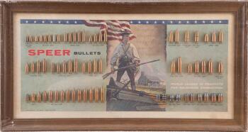 Vintage 1967 Speer American Patriot Revolutionary War 21" x 11" Bullet Cartridge Display Board