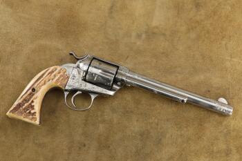 Custom Engraved Colt 1st Gen Bisley Model Single Action Army SAA 7 1/2" .45 Revolver, 1907 C&R