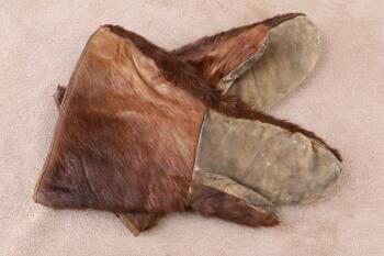 Antique Early 1900s Brown Horsehair Fur Driver's Trapper's Mittens