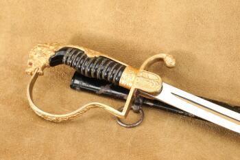 German Army WW2 Officer WKC "Lion's Head" Pommel Parade Dress Sword, Sheath