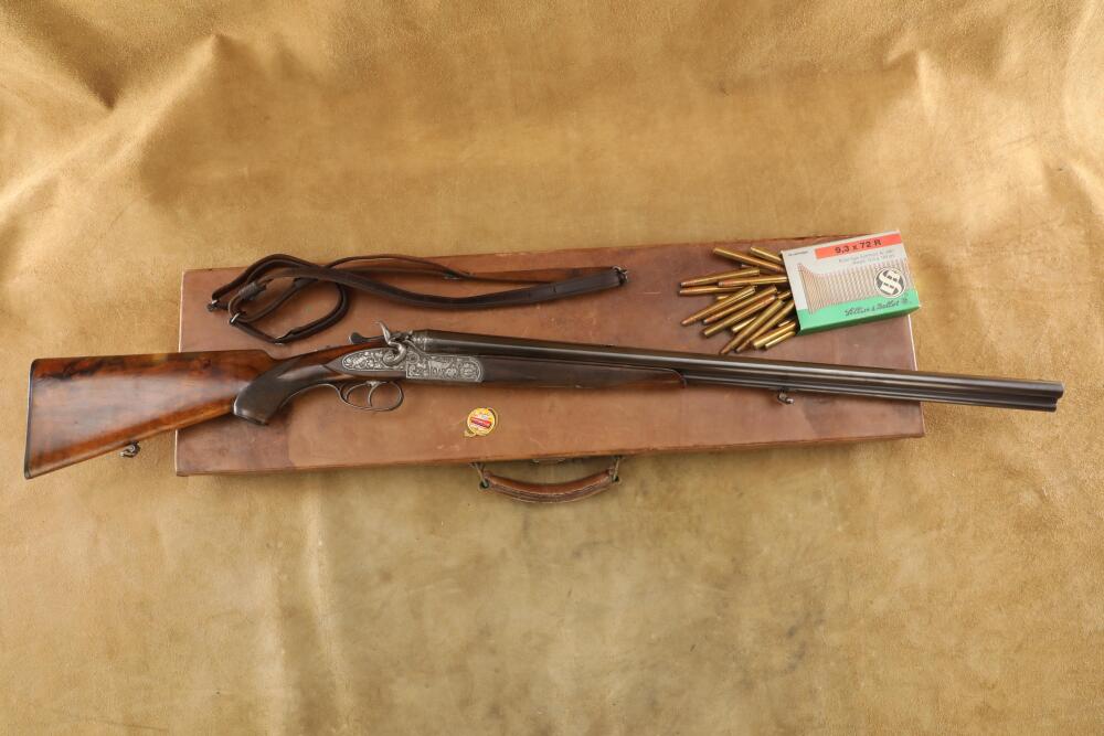 Cased Simson Jaeger Hammer Drilling 16 GA 9.3x72R Shotgun/Rifle