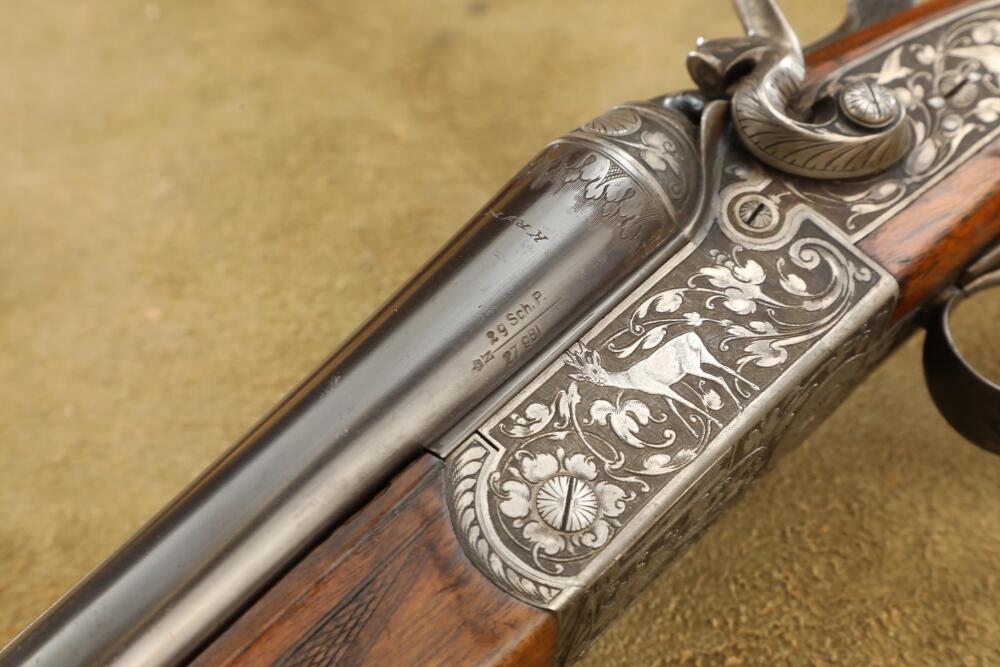 Cased Simson Jaeger Hammer Drilling 16 GA 9.3x72R Shotgun/Rifle
