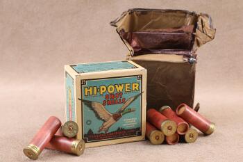 Full Correct "U.S. PROPERTY" Box, 25 Rounds of Vintage WW2 Federal 12 Gauge Trap Load Shotgun Shells