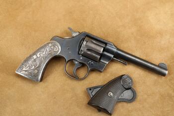 Colt Official Police 5" .38 Special SA/DA Revolver W/ Custom Grips, 1931 C&R