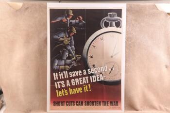 Original US WW2 "If It'll Save A Second It's A Great Idea-Let's Have It!" 40"x28" Propaganda Poster