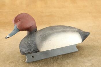 Vintage 1970s Leo Pashpatel Redhead Drake Hand Carved Wooden Duck Decoy