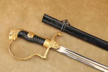 German Army WW2 Officer Carl Eickhorn "Lion's Head" Pommel Parade Dress Sword, Sheath