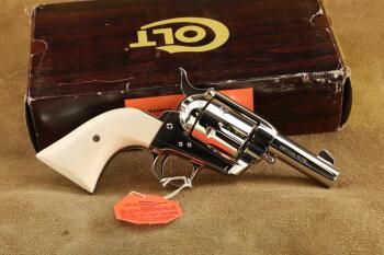 Boxed Colt Sheriff's Model Single Action Army SAA Nickel Ivory 3" .45 Revolver, 1985 C&R