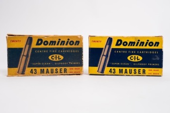 Lot of Two Boxes of Vintage Canadian Industries Dominion 43 Mauser Cartridges