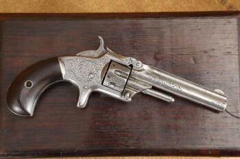 Engraved Smith & Wesson Model 1, 3rd Issue 3 3/16" 7-Shot Single Action Revolver 1868-1881 Antique